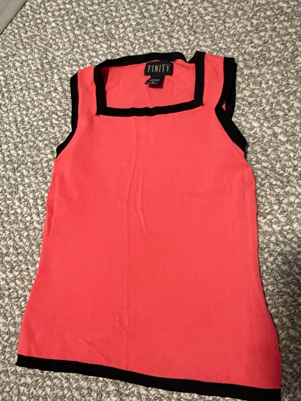 Finity Coral Sleeveless Tank with Black Trim - Medium